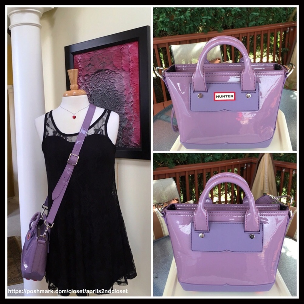 HUNTER PATENT LEATHER CROSSBODY MINI TOTE BAG - Picture 3 of 8